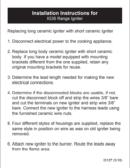 IG35 Range Igniter - Universal