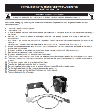 12002744 Refrigerator Evaporator Motor