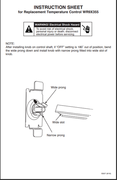 WR9X355 Refrigerator Cold Control